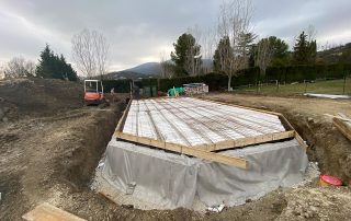 Dalle béton en cours de prépration